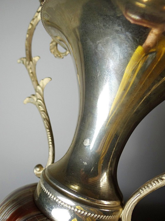 Image 1 of Grote decoratieve cassolette van onyx en verguld metaal, Italië, jaren 60-70.