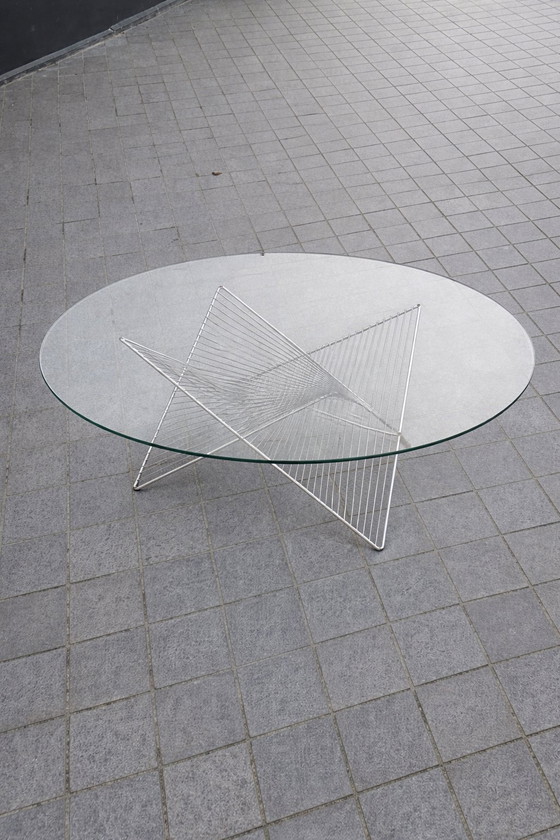 Image 1 of Vintage salontafel met draadframe onderstel