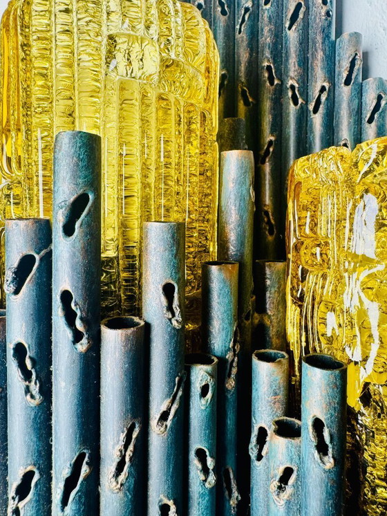 Image 1 of SET OF DOUBLE CHALICE BRUTALIST WALL LAMP BY MARCEL FANTONI, ITALY, 1960s