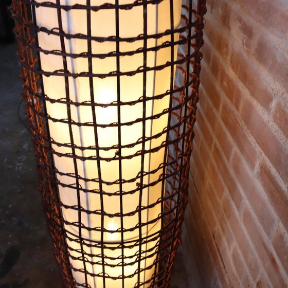 Image 1 of lampada da terra vintage lampada da terra in vimini tessuto Japandi