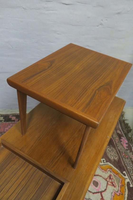 Image 1 of Tables basses et plateau métamorphiques en teck de Johannes Andersen pour Trioh, Danemark, années 1960