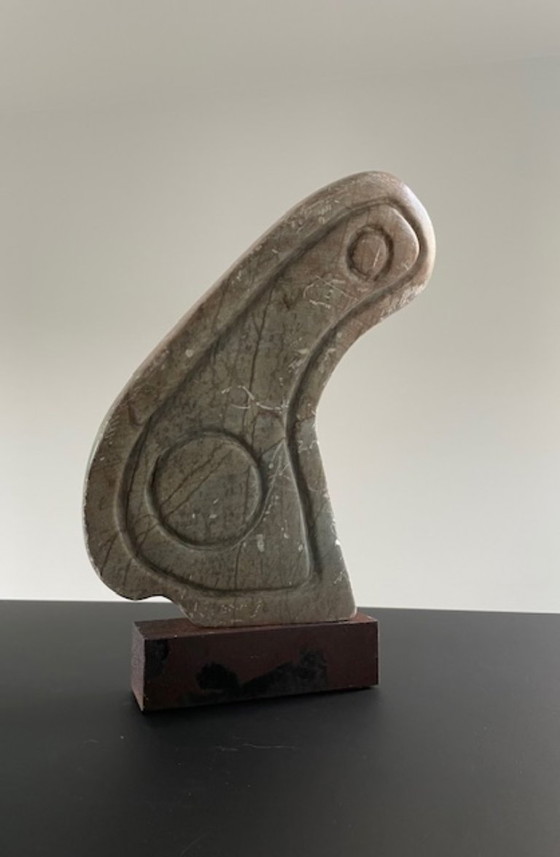 Image 1 of Scultura brutalista in pietra su acciaio Corten