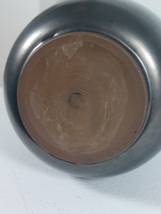 Image 1 of Vintage vaas uit het midden van de 20e eeuw met oxideglazuur van Bürgel Ceramics.