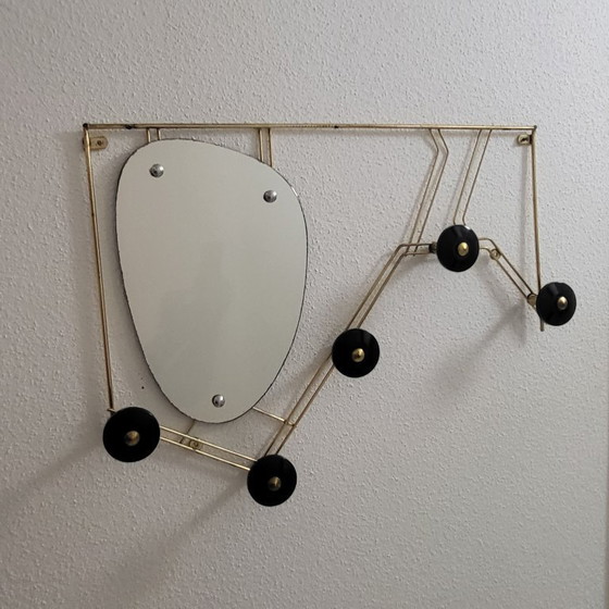 Image 1 of Coat rack, 1950s design coat rack, mirror and brass