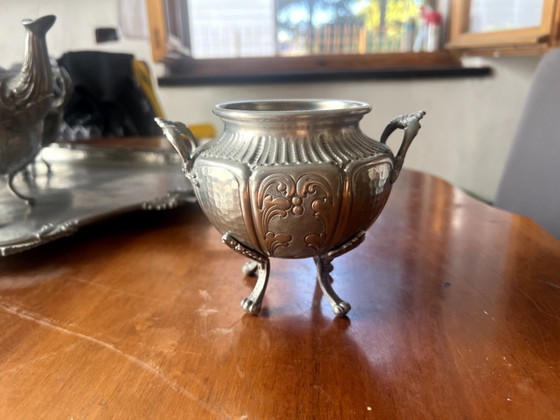 Image 1 of Servizio da tè e caffè d'epoca in peltro Luigi XV, anni 1980–1990