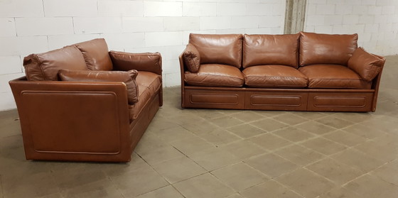 Image 1 of Leren Roche Bobois 2-zits en 3-zits bank