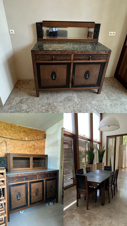 Auténtico conjunto de salón de madera de estilo neorrenacentista/art déco