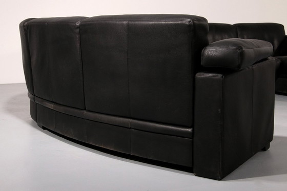 Image 1 of De Sede Modular 7-Piece Mid-Century Leather Sofa in Black – Swiss Icon