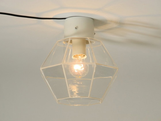 Image 1 of Bellissima lampada da soffitto in vetro Limburg degli anni '70 a forma ottagonale