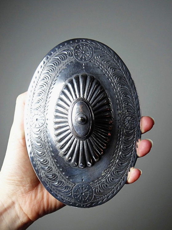 Image 1 of Victorian bonbonnière, attributed to George T. & Co., cobalt glass and silver-plated metal, 19th century