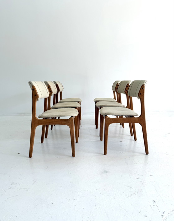 6 chaises de salle à manger vintage, modèle n° 49, Erik Buch ‘70 – Wood, Textile (photo 3 of 15)