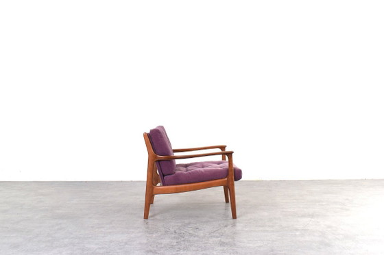 Mid-Century Lounge Chairs by Eugen Schmidt for Soloform, 1960s, Set of 2, Armchairs, Wood, Textile, Purple (photo 7 of 15)
