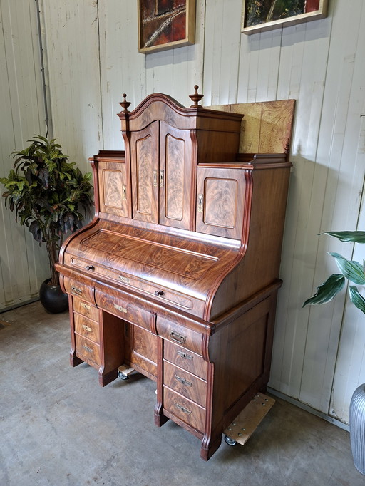 Antiker Louis-Philippe-Sekretär mit Rollladen, aus Mahagoniholz
