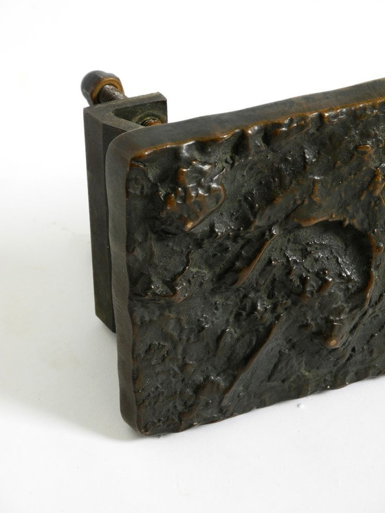 Image 1 of Maniglia a spinta brutalista in bronzo massiccio e pesante degli anni '70 di Alpan Germania