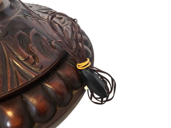 Image 1 of Lámpara de palmera de mediados de siglo, madera, Italia, años 50