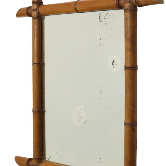 Image 1 of Franse Houten Spiegel Faux Bamboe Chinoiserie 57x47cm