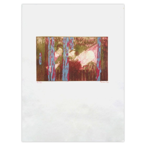 Monique PEHEM (BRETON-PROUTÉ) Signed Etching Partie De Cartes À La Campagne 1992 (photo 5 of 5)