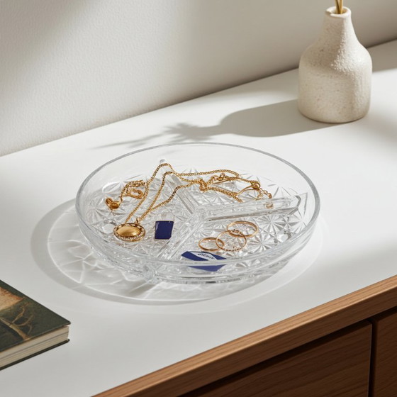 Image 1 of Piatto in vetro trasparente con scomparti vintage Crescendo France