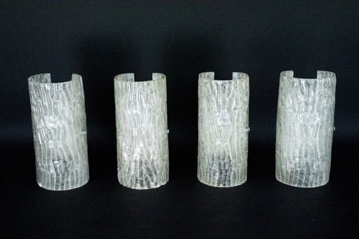 60s Toni Zuccheri Venini Murano glass sconces, horizontal or vertical. Set of 4