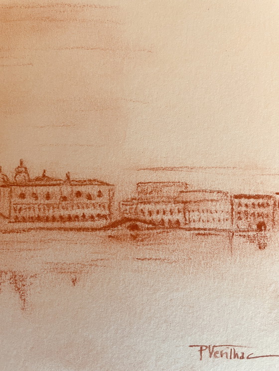 Image 1 of Signed Sanguine Landscape View of Venice Saint Mark's Square Venice