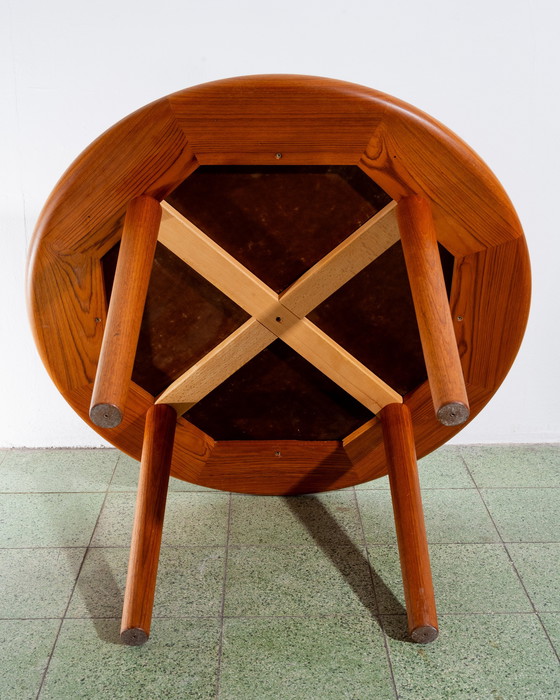 Image 1 of Round teak coffee table with stoneware top