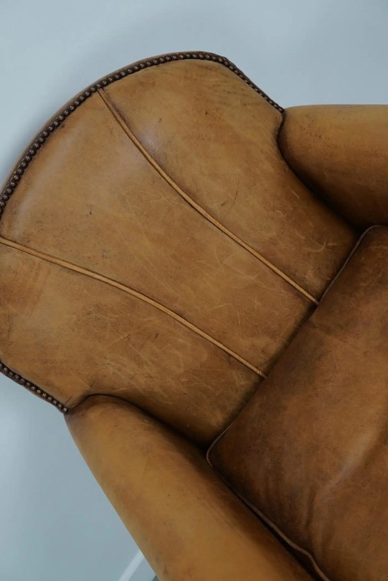 Image 1 of Vintage Nederlandse Cognackleurige Leren Clubfauteuil