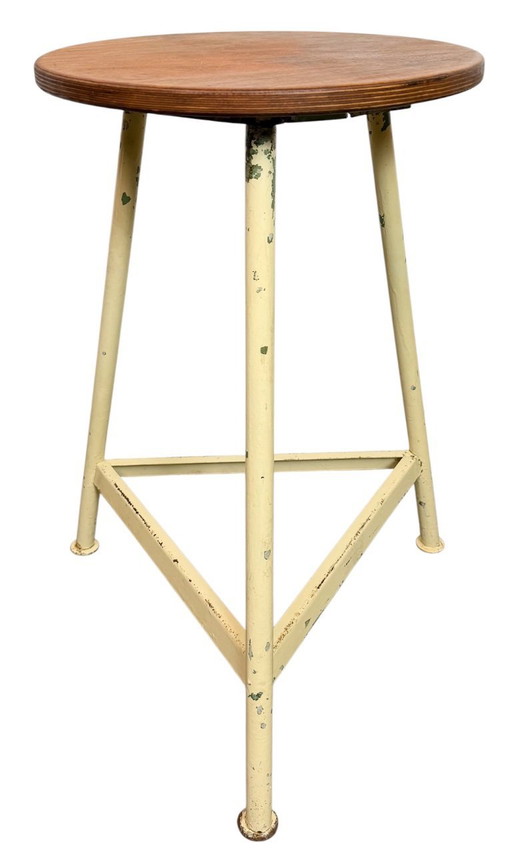 Sgabello da officina industriale beige, anni '60