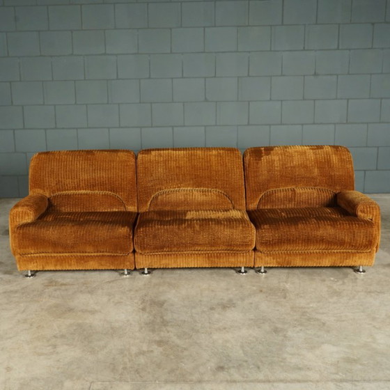 Image 1 of Divano modulare di metà secolo - tessuto a coste marrone - anni '70