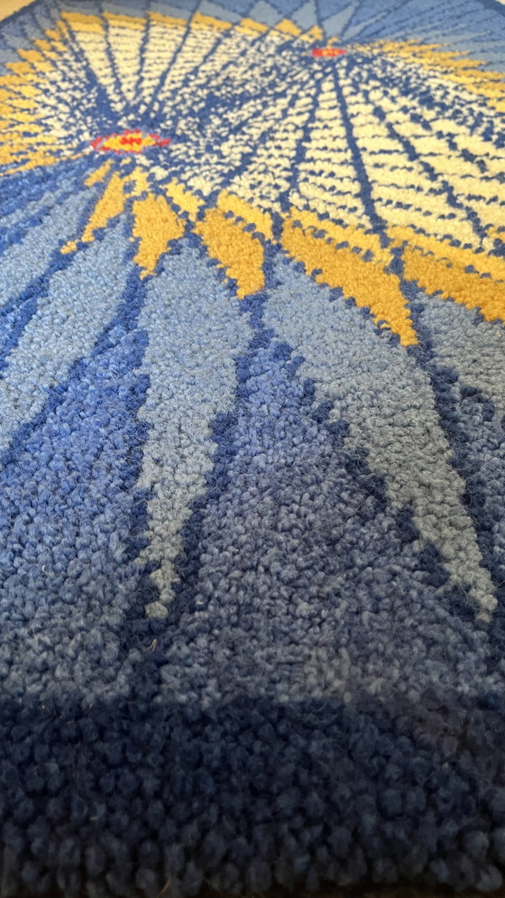 Image 1 of Vintage Scandinavisch Rya-vloerkleed, handgeweven wol, mid-century modern (180x100 cm)