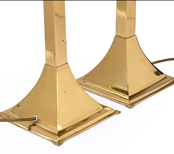 Image 1 of Par de lámparas de mesa de latón, años 70