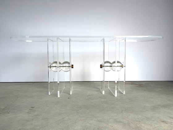 Messing en Lucite Console, jaren 70 – Plexiglass, Brass (photo 10 of 12)