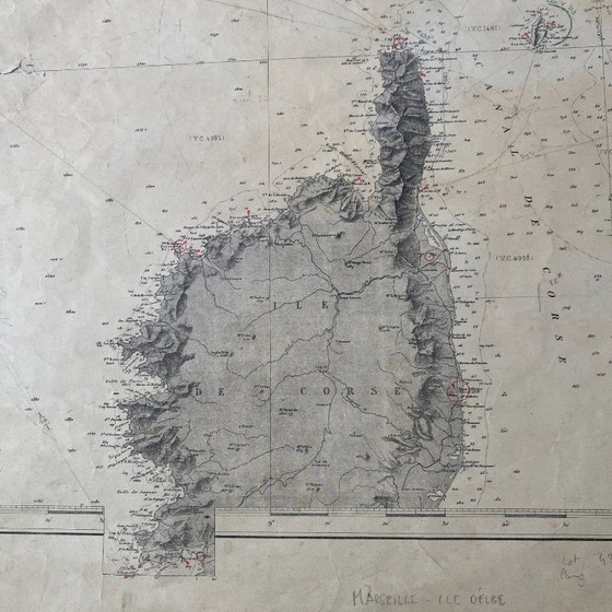 Image 1 of Old map of Marseille - Corsica - Elba Island, 1888
