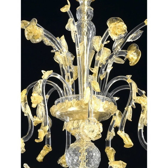 Image 1 of Huge Luxury Italian Chandelier With Flowers and Leaves Murano Glass