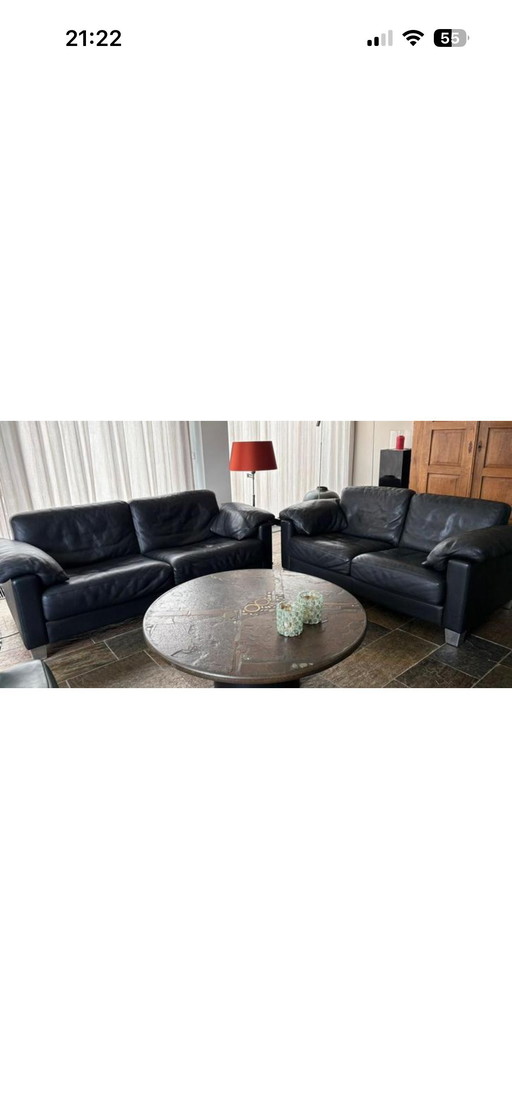 Te koop: 2x De Sede DS-17 zwart leren designbanken