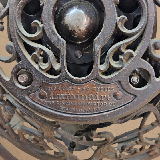 Image 1 of Lampada da terra antica americana in stile Art Nouveau con ventilatore "Luminaire" Cincinnati Victor Co