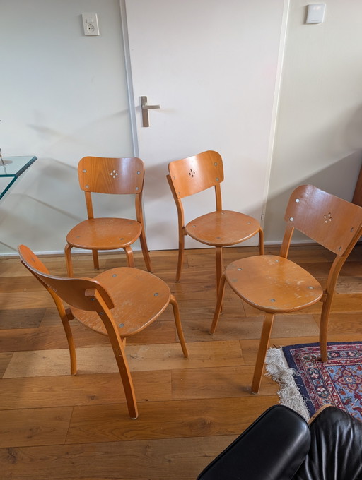 Set di 4 sedie svedesi anni '70 – stoelen fauteuils, Wood (photo 2 of 7)