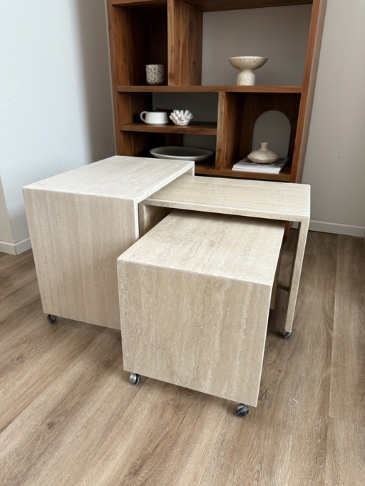 Nesting tables travertine