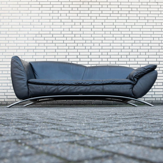 Image 1 of Vintage Rolf Benz Forum 344 Design Bank Zwart Leer