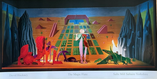 David Hockney - Póster de La flauta mágica, 1983, copyright David Hockney 2001, Impreso en el Reino Unido