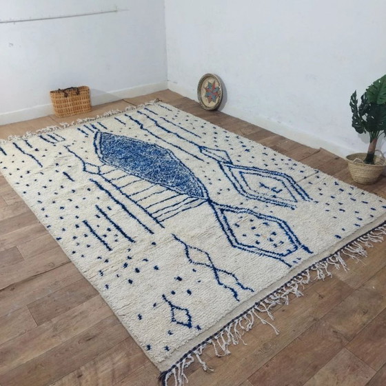 Image 1 of Wol Azilal vloerkleed blauw – handgeweven natuurlijke wol (295×207 cm)