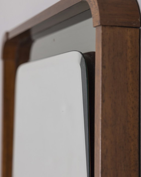 Image 1 of Vintage 1960s wall mirror in wood and smoked glass, Italian design