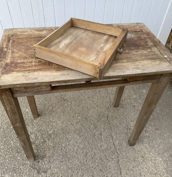 Image 1 of Bureau van massief eikenhout met 1 lade, 80x45 cm