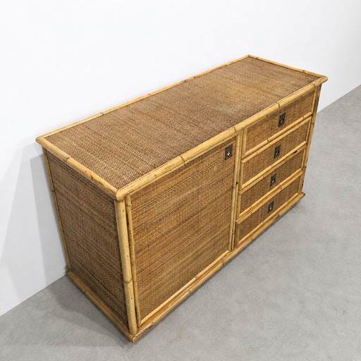 Aparador antiguo de ratán y bambú, Italia, circa 1970. – ladekasten, Bamboo (photo 2 of 9)