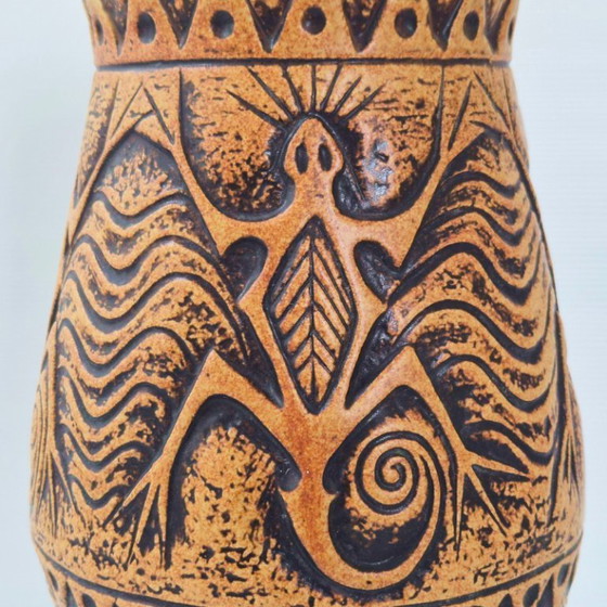 Image 1 of VINTAGE TRIPOD VASE WITH LIZARDS 1960 CERAMIC JASBA 60S 1960S MAYA TIKI
