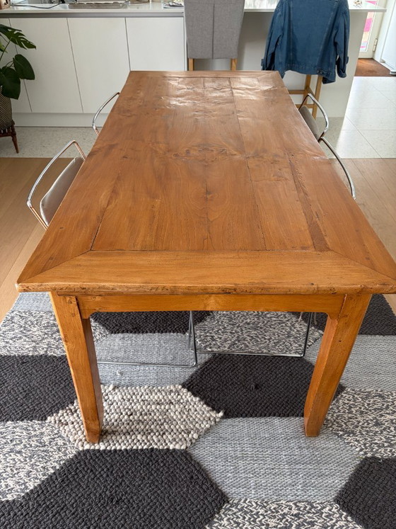 Image 1 of Mesa de madera de cerezo - mesa de estilo rústico con extensión y 1 cajón a cada lado.