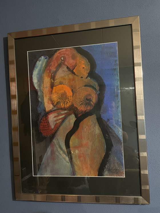 Image 1 of Large work by artist Veer 1989 Haarlem abstract and nude female signed same as the 2 small works from the inheritance