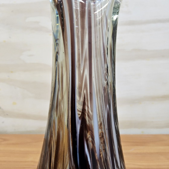 Image 1 of Vintage organic Murano glass vase, amber/white speckled Finger vase (pulled vase)