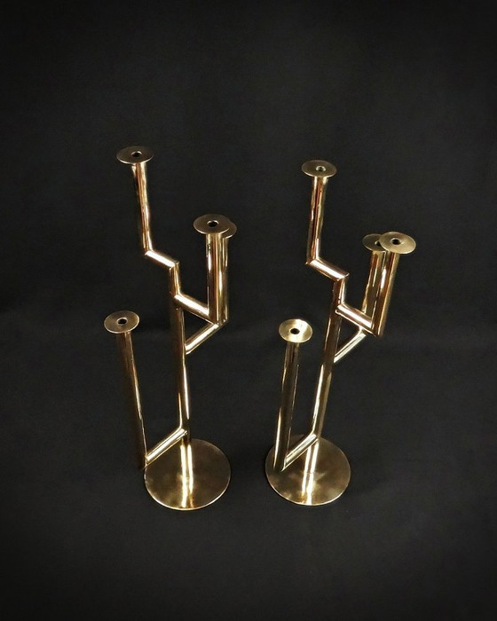 Image 1 of Paar Kandelaber Karl Hagenauer Wiener Werkstätte aus vergoldetem Messing 1930