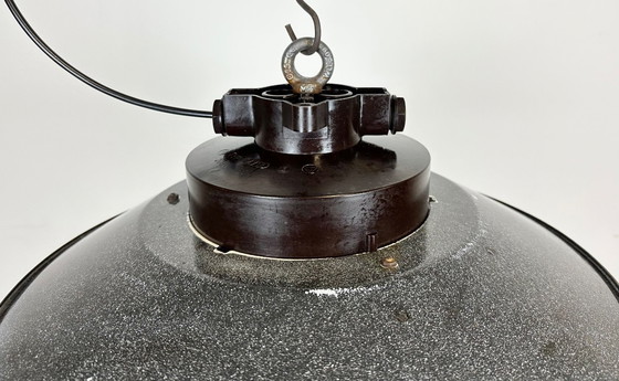 Image 1 of Industrial Grey Enamel Factory Hanging Cage Lamp, 1960s