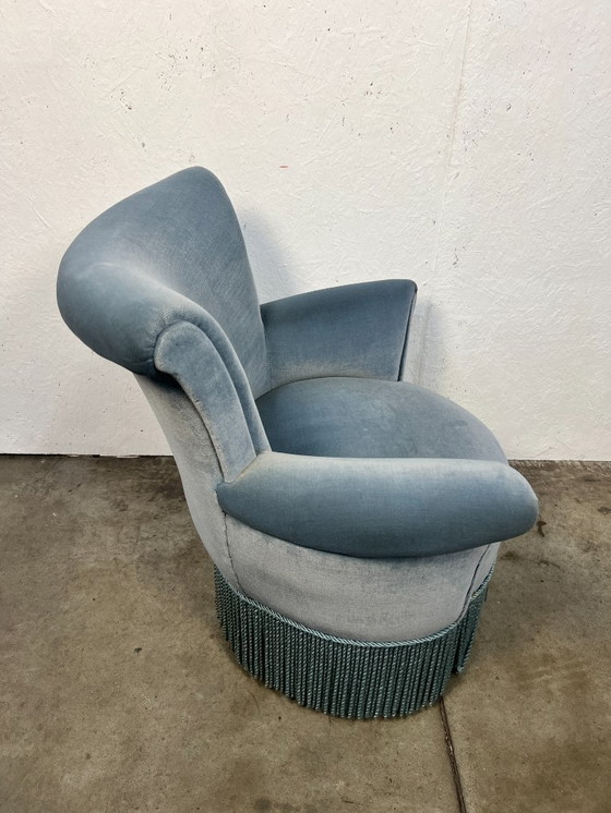 Image 1 of Poltrona da cocktail vintage, Francia anni '60, velluto blu